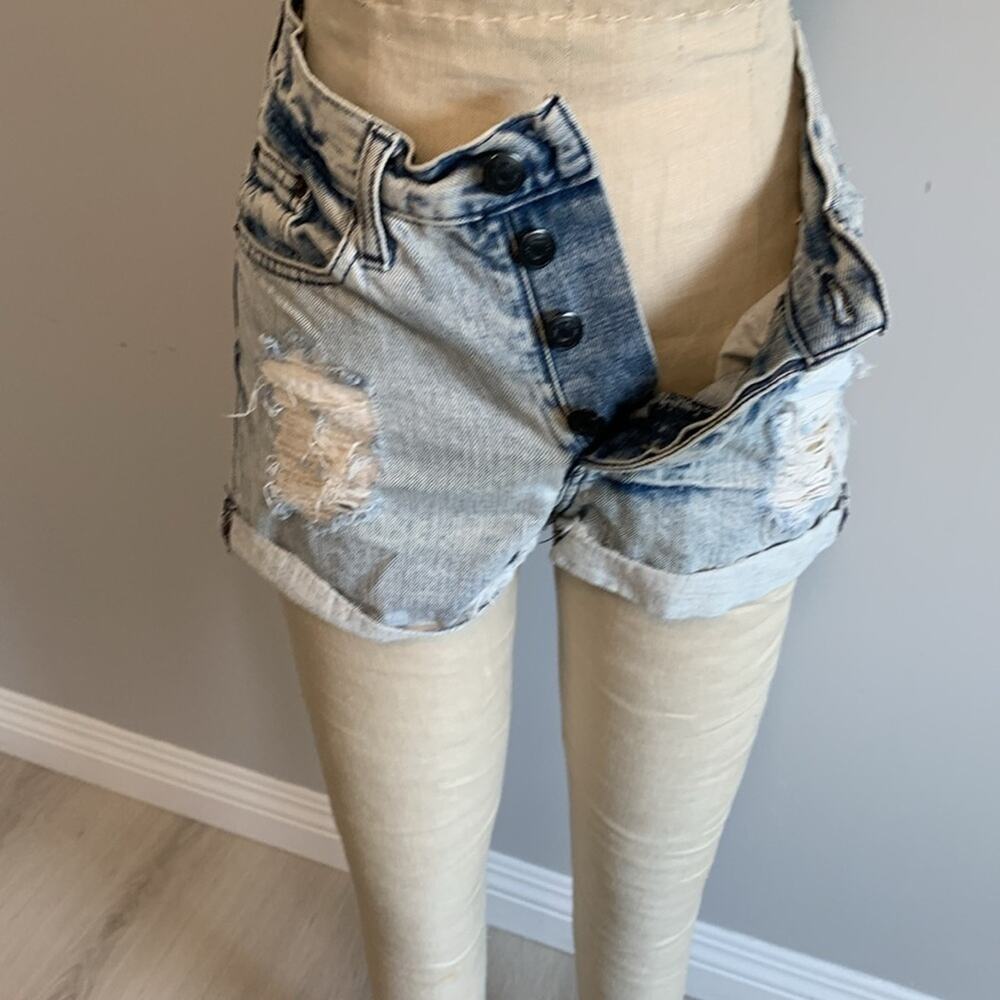 Melville Cut-Off Denim Shorts Jorts Jean Shorts Destroyed Women’s Small Italy - Picture 3 of 10